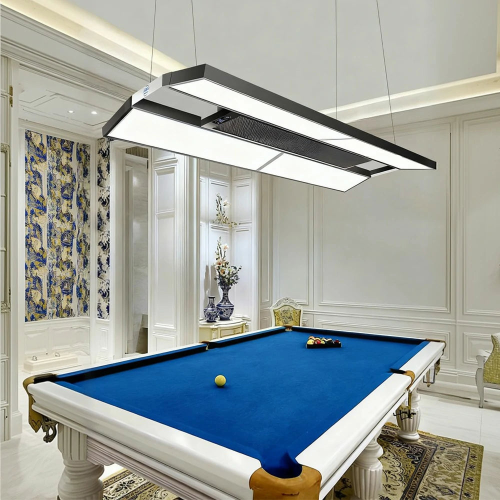 ARIX Pool Table Light, LED Panels with Air Purification, Painted Iron Body, Remote Control, 380W 4-Panel Billiard Lighting - Black