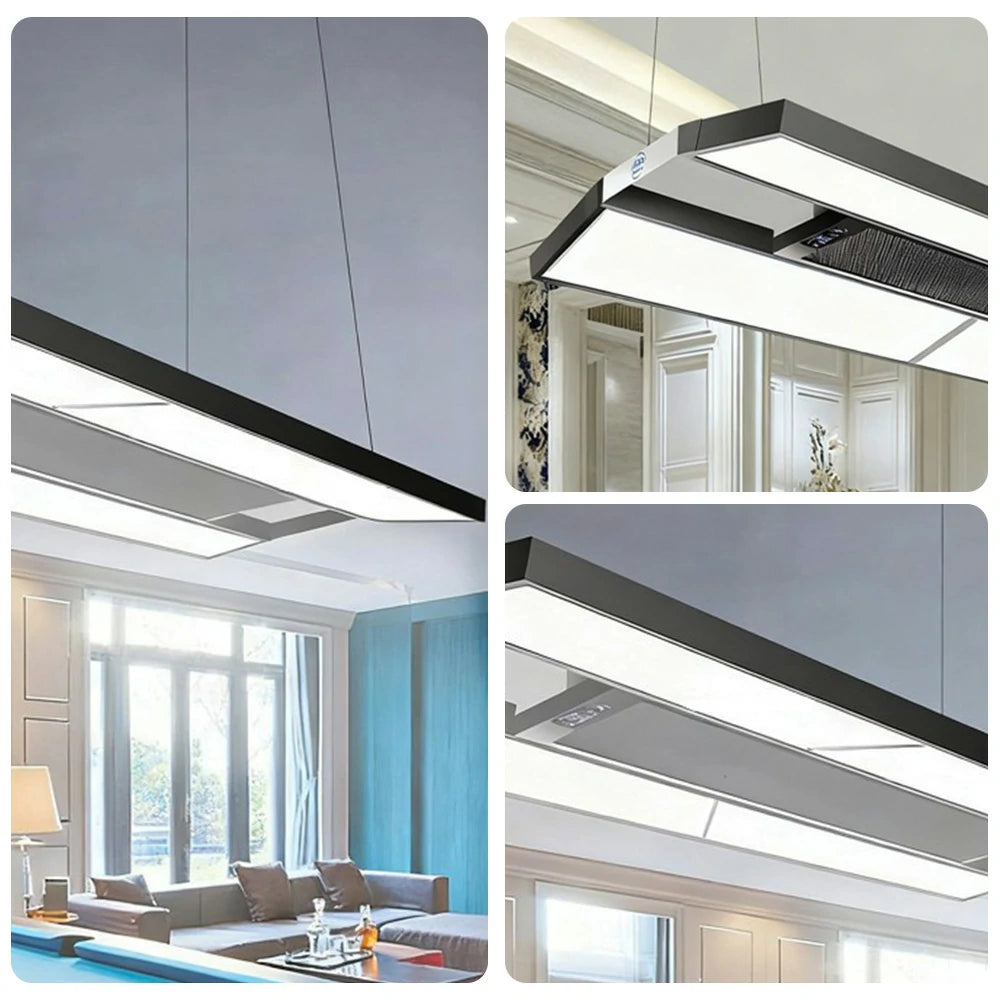 ARIX Pool Table Light, LED Panels with Air Purification, Painted Iron Body, Remote Control, 380W 4-Panel Billiard Lighting - Black