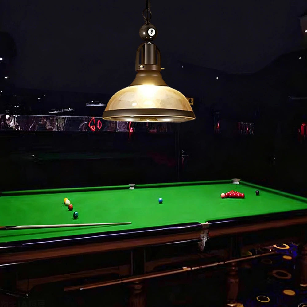 ARIX Pool Table Light, Single Glass Shade with Iron Frame, Adjustable 100cm Chain, E27 Socket, Durable Billiard Room Lighting