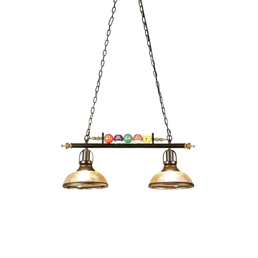 ARIX Pool Table Light, Double Glass Shades with Iron Frame, Adjustable 100cm Chain, E27 Socket, Durable Billiard Room Lighting