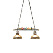 ARIX Pool Table Light, Double Glass Shades with Iron Frame, Adjustable 100cm Chain, E27 Socket, Durable Billiard Room Lighting