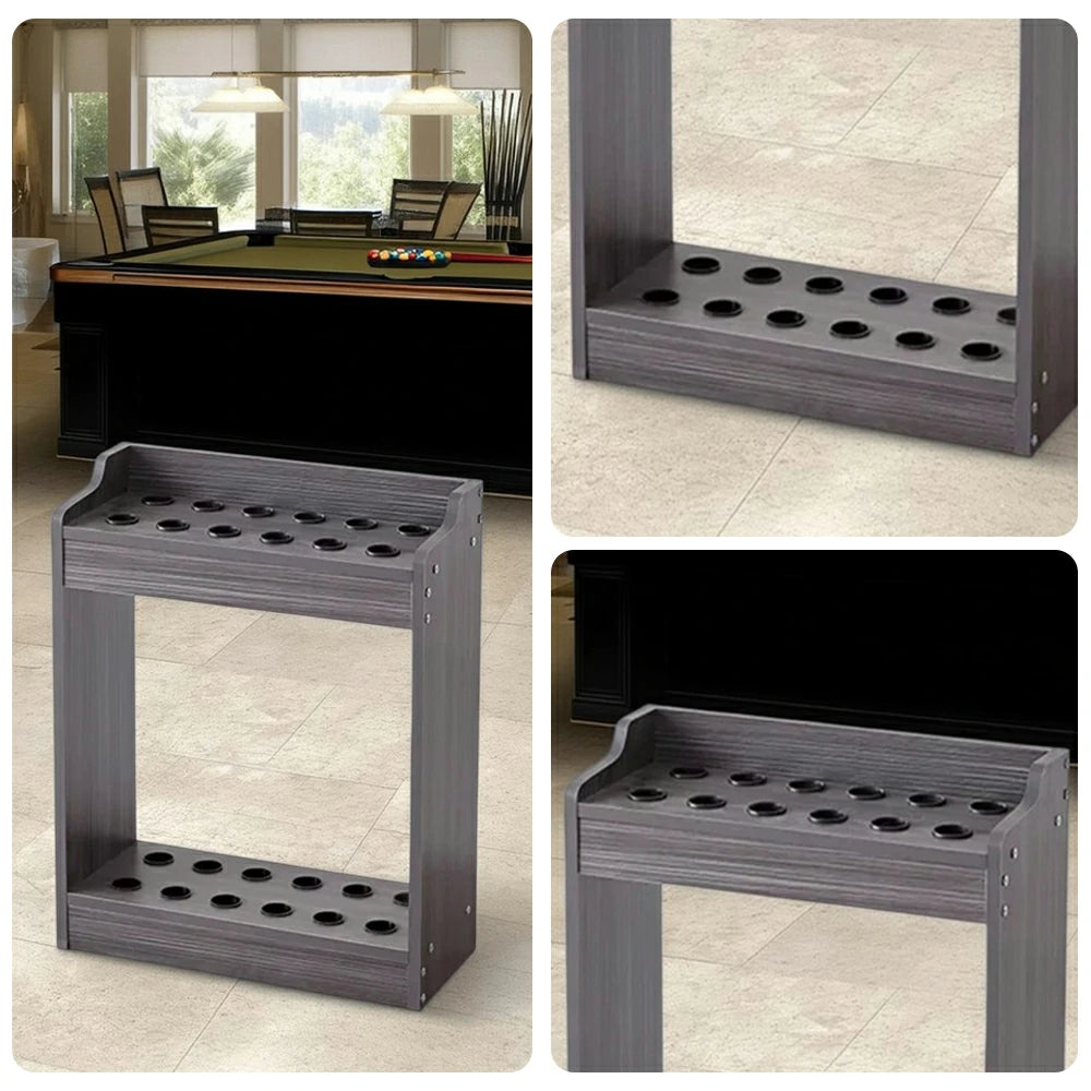 ARIX 12-Hole Cue Rack Space-Saving Stable Design Engineered Wood Build Wall-Optimised Storage with Rounded Edge Protection