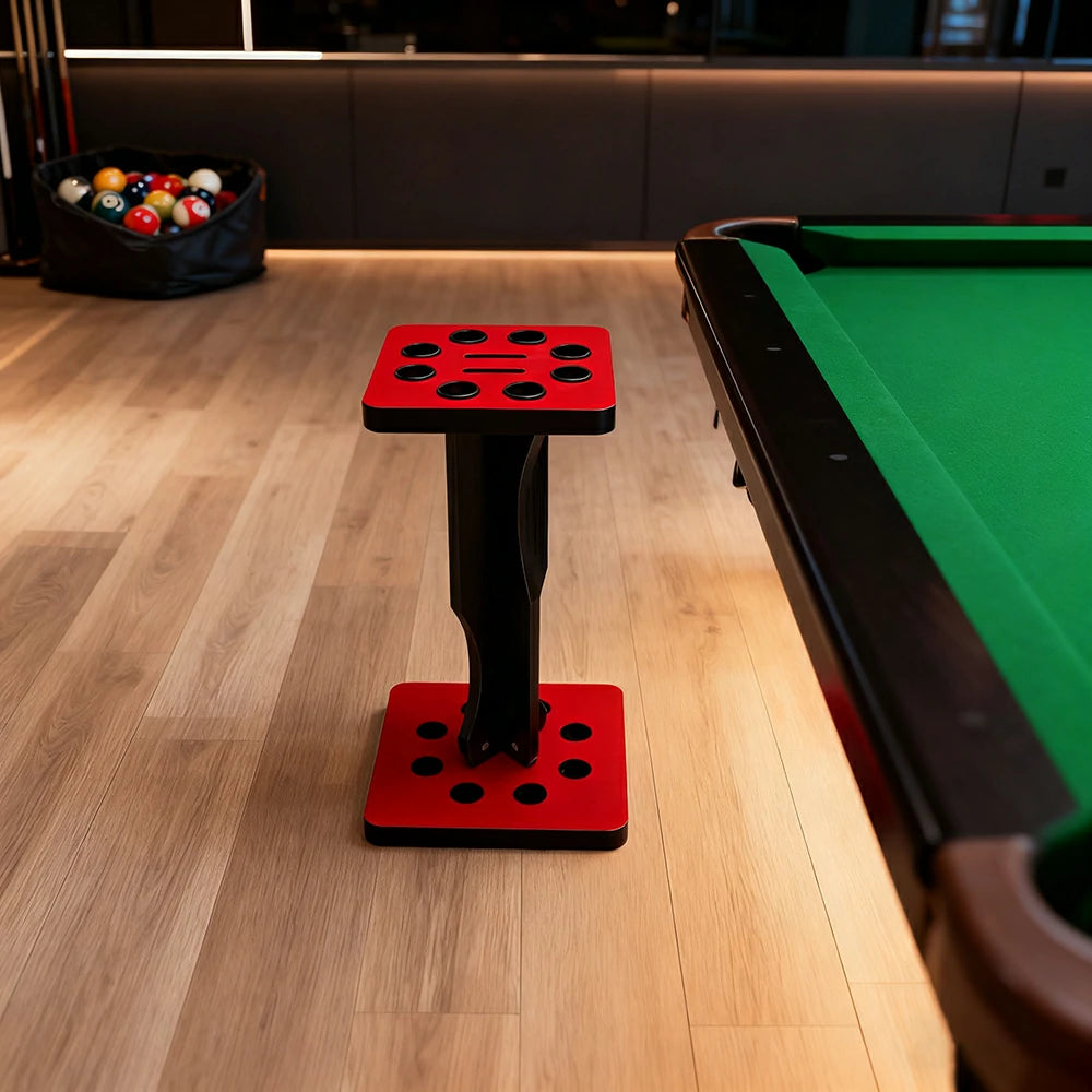 ARIX 8-Hole Cue Rack Space-Saving Stable Build Compact Stand Design Wall-Optimised Storage with Smooth Protective Edges - Red