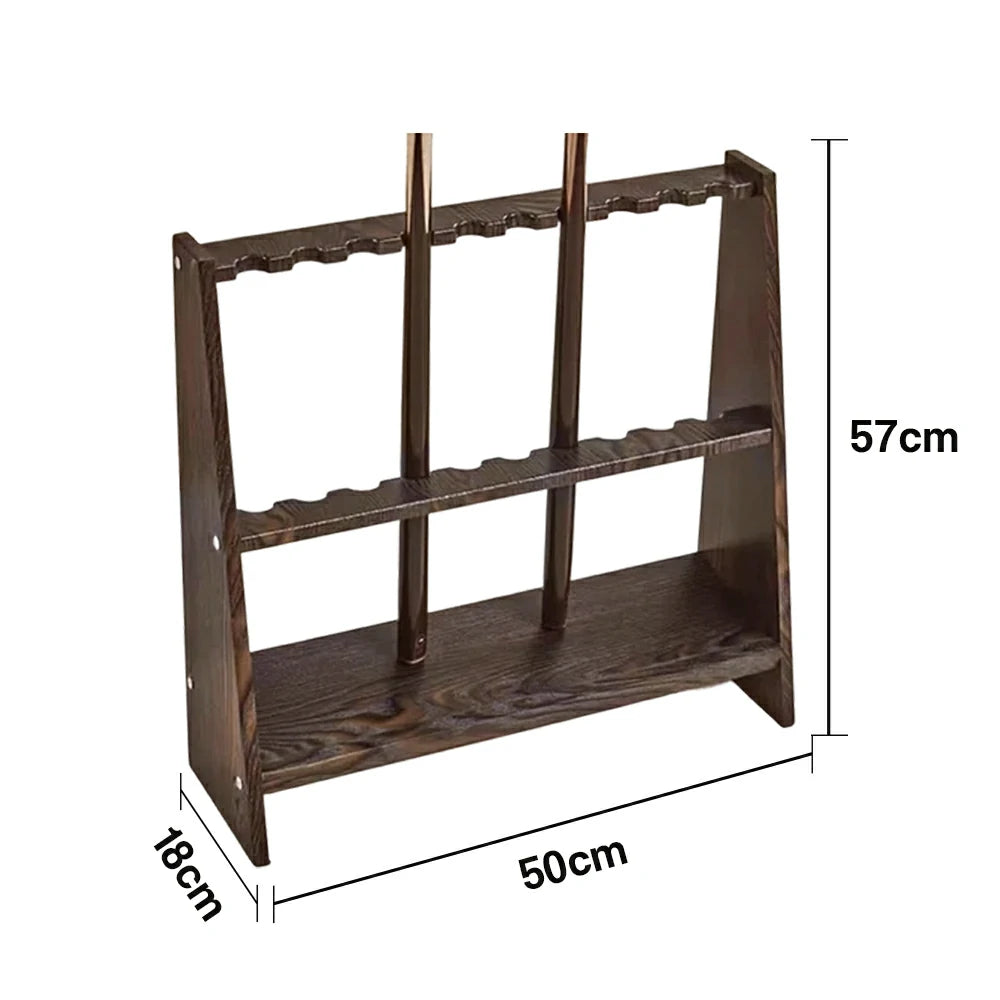 ARIX 10-Hole Cue Rack Space-Saving Stable Build Compact Stand Design Wall-Optimised Storage with Smooth Protective Edges - Coffee