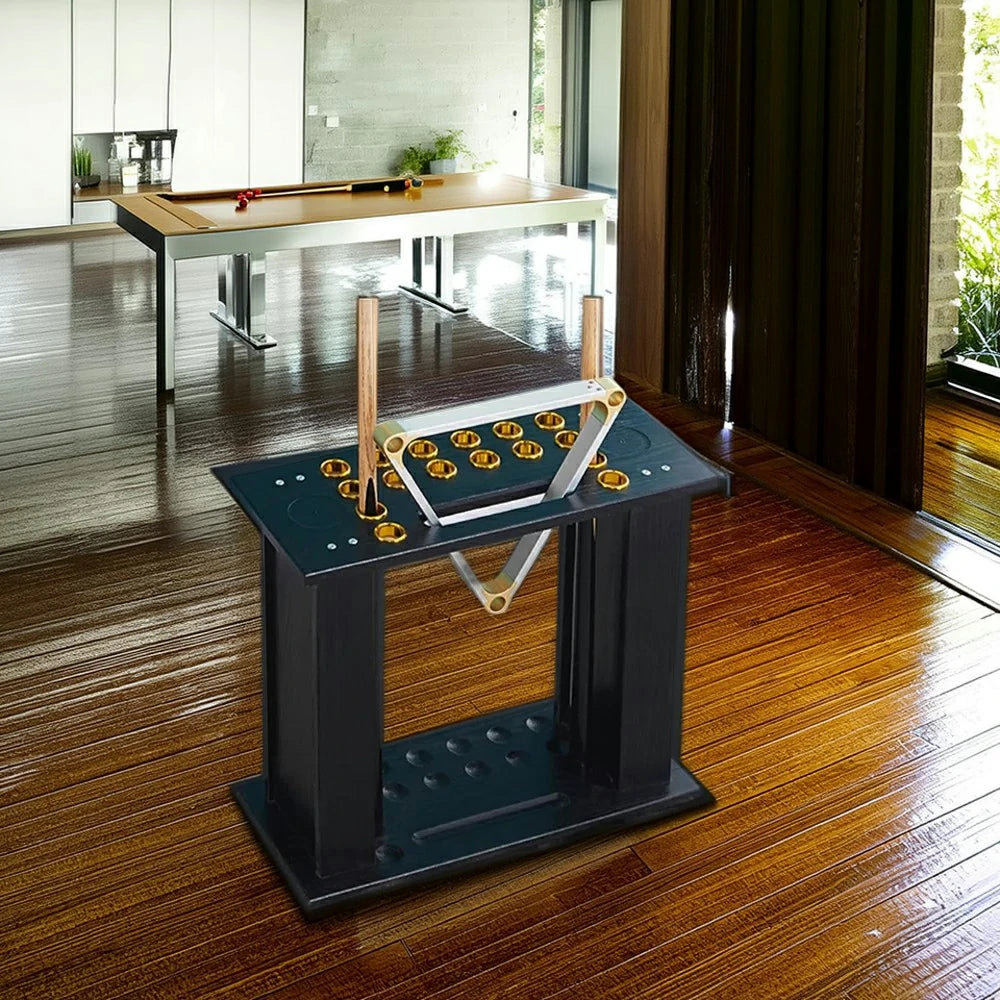 ARIX Wooden Floor Cue Rack Free-Standing Billiard Stick Holder Solid Wood Design Space-Saving and Durable - Black