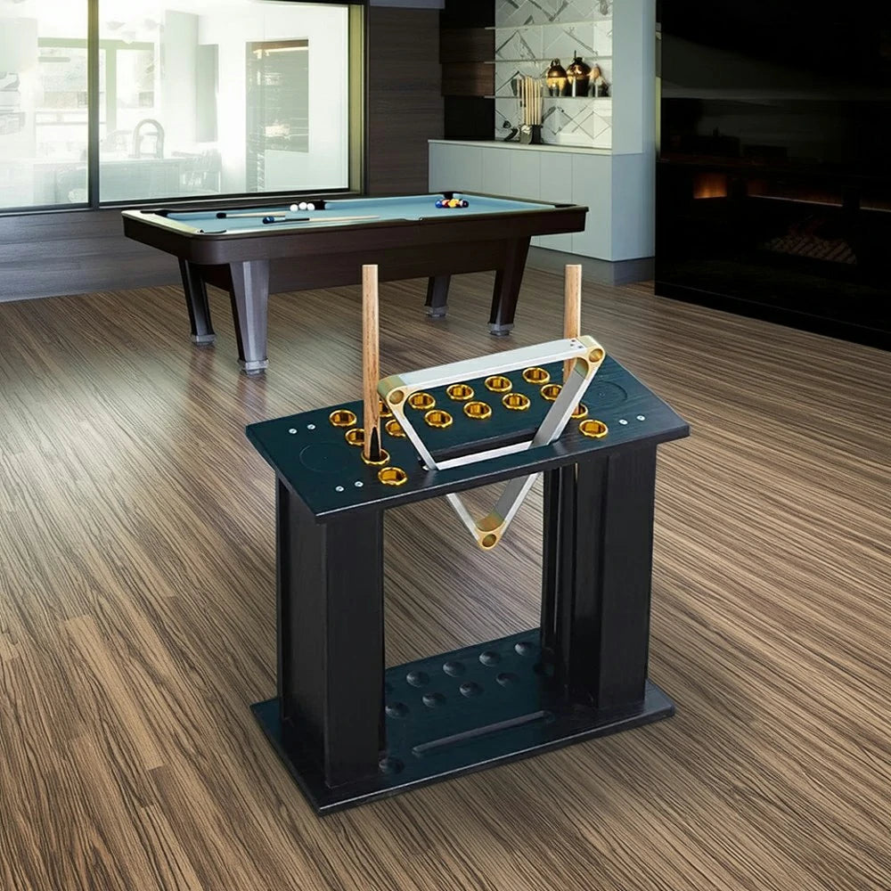 ARIX Wooden Floor Cue Rack Free-Standing Billiard Stick Holder Solid Wood Design Space-Saving and Durable - Black