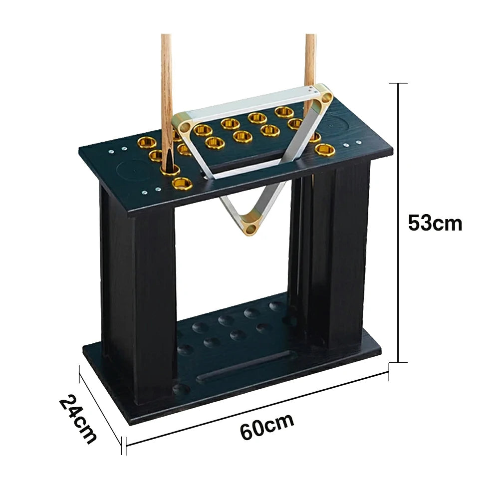 ARIX Wooden Floor Cue Rack Free-Standing Billiard Stick Holder Solid Wood Design Space-Saving and Durable - Black