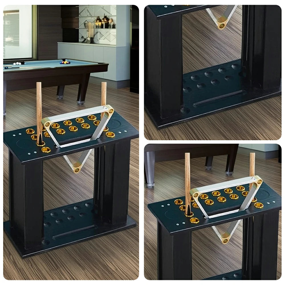 ARIX Wooden Floor Cue Rack Free-Standing Billiard Stick Holder Solid Wood Design Space-Saving and Durable - Black