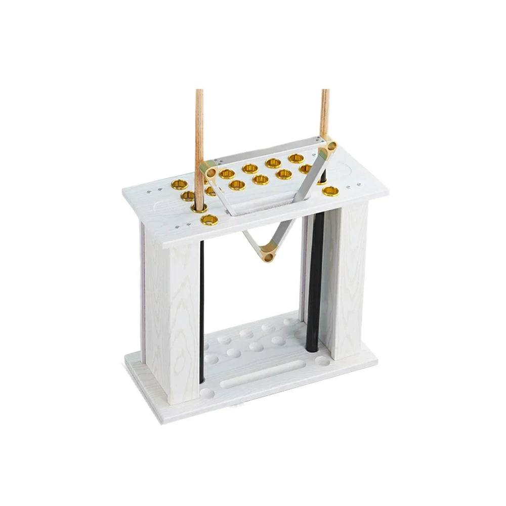 ARIX Wooden Floor Cue Rack Free-Standing Billiard Stick Holder Solid Wood Design Space-Saving and Durable - White