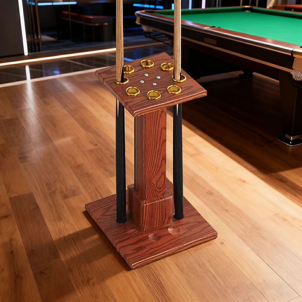 ARIX 8-Hole Cue Rack Space-Saving Stable Build Straight-Tube Square Design Corner-Friendly Placement with Stable Base Support - Walnut