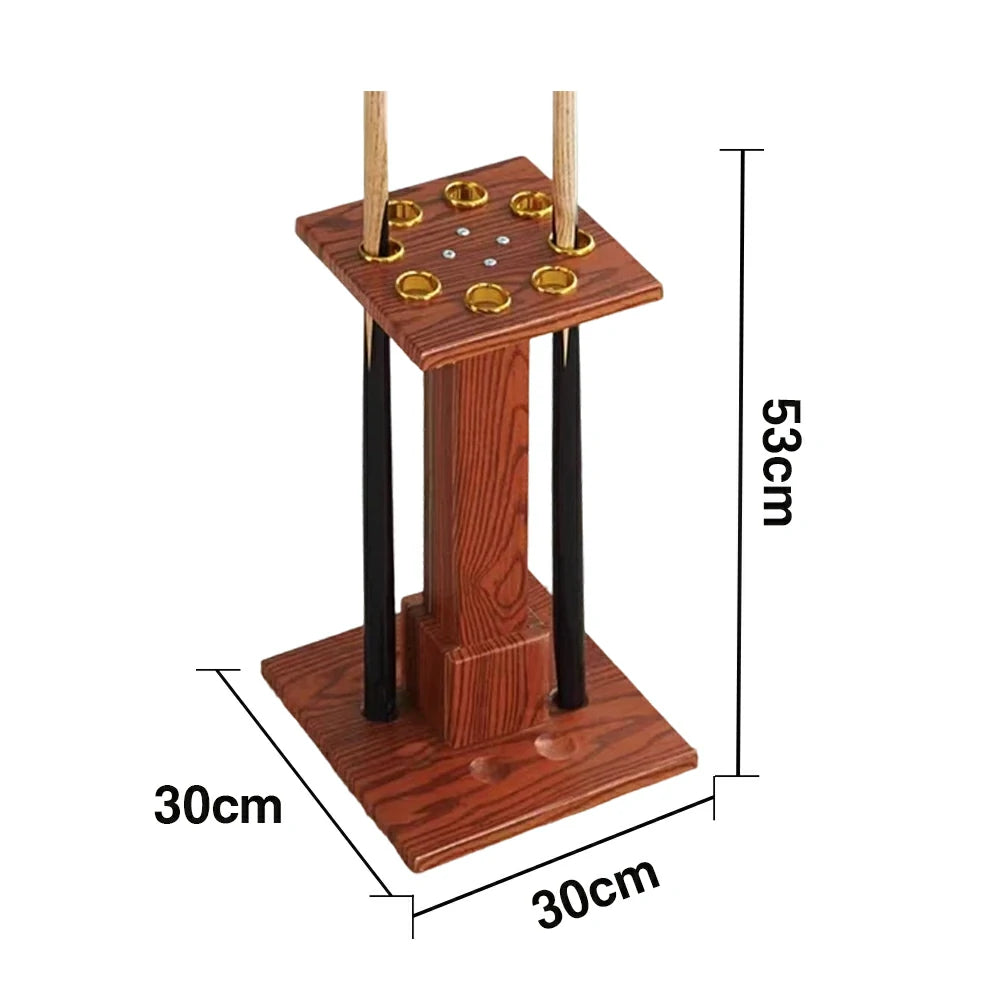 ARIX 8-Hole Cue Rack Space-Saving Stable Build Straight-Tube Square Design Corner-Friendly Placement with Stable Base Support - Walnut
