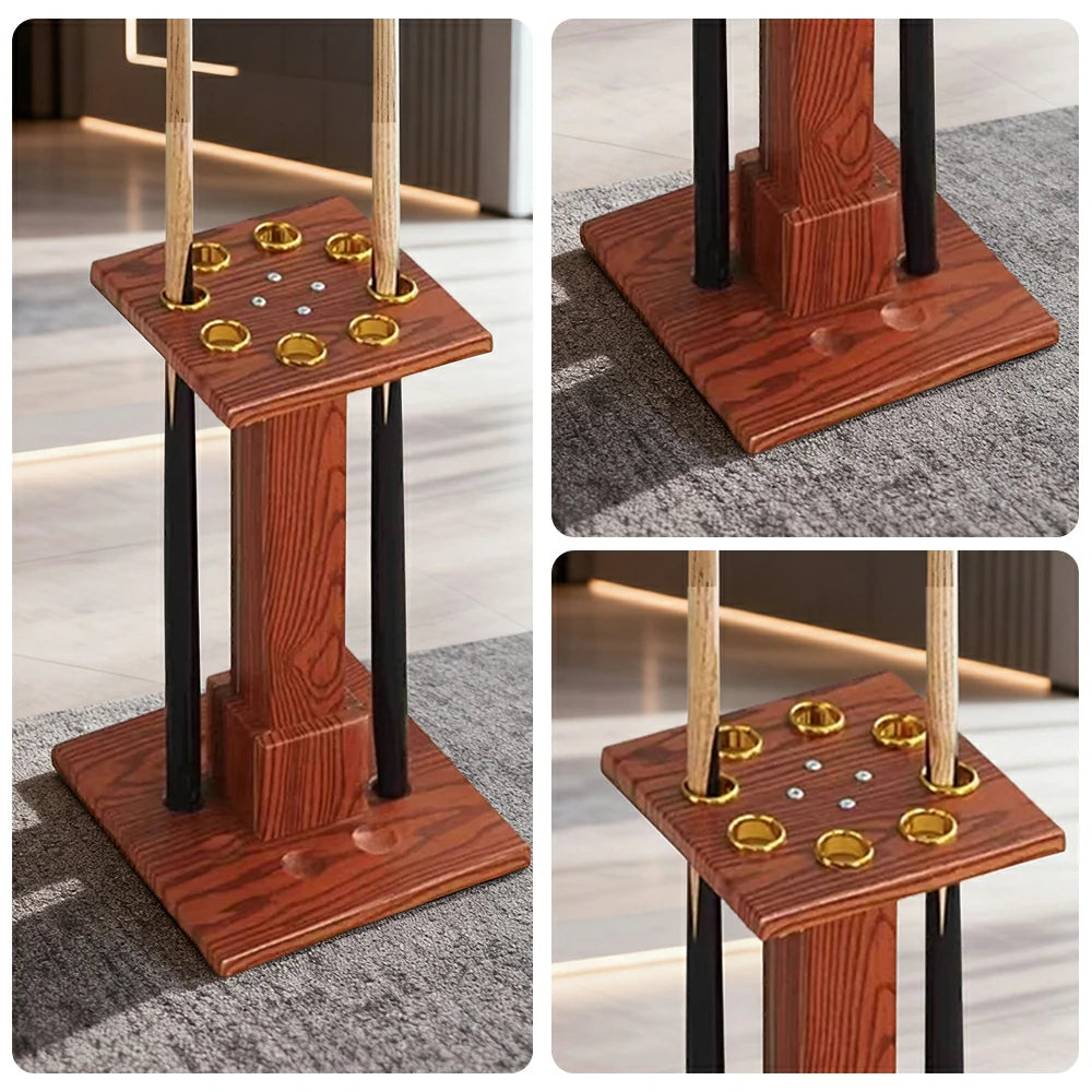 ARIX 8-Hole Cue Rack Space-Saving Stable Build Straight-Tube Square Design Corner-Friendly Placement with Stable Base Support - Walnut