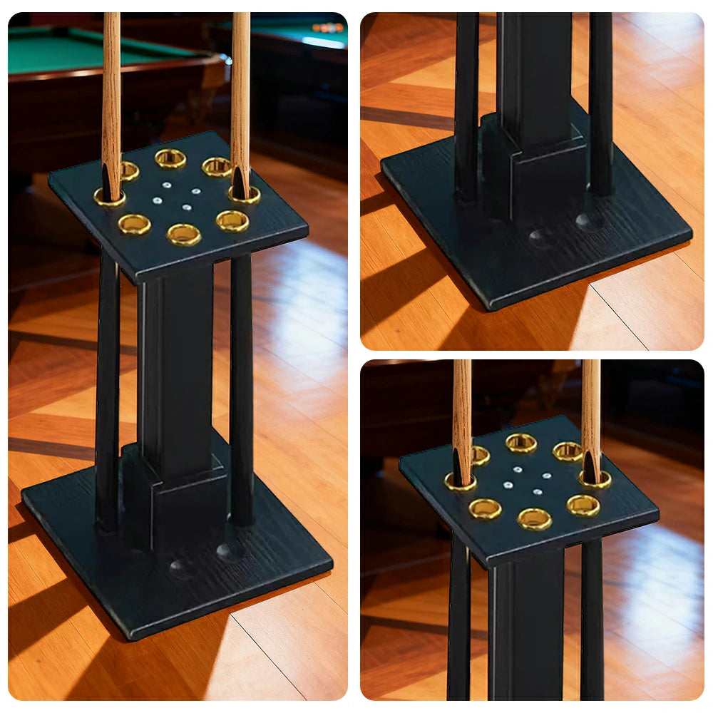 ARIX 8-Hole Cue Rack Space-Saving Stable Build Straight-Tube Square Design Corner-Friendly Placement with Stable Base Support - Black