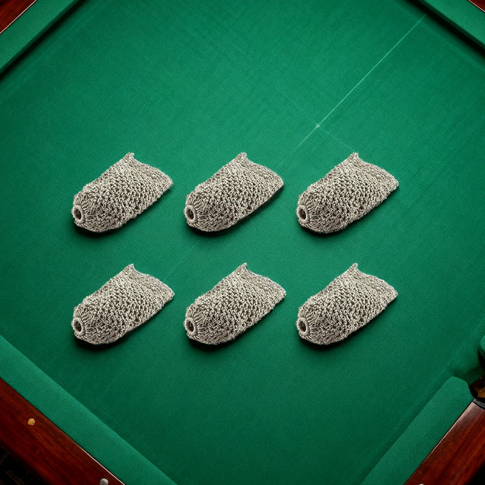 ARIX Deluxe Billiard Pocket Nets, Thick Cotton–Nylon Replacement Set 6-Pack - Silver