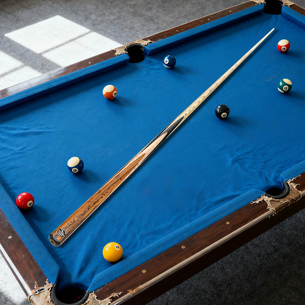 ARIX Billiard Cue 1/2 Split, Ash Shaft, 10.3mm Leather Tip, Ebony & Tiger Maple 4-Splice Butt - 145cm