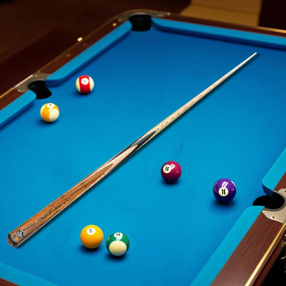 ARIX Billiard Cue 1/2 Split, Ash Shaft, 10.3mm Leather Tip, Ebony & Tiger Maple 4-Splice Butt - 145cm