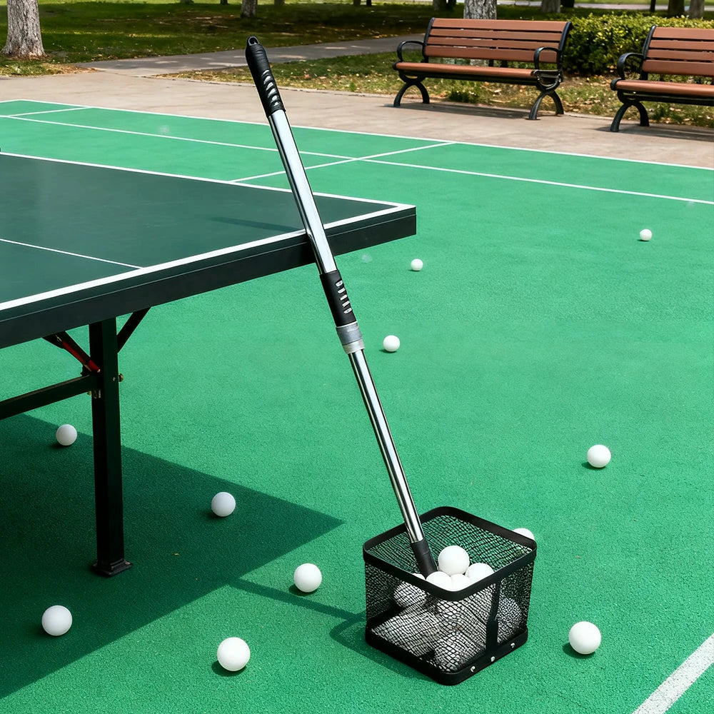 ARIX Ball Collector Adjustable Height Stainless Steel Frame 180-Degree Angle Design - Large Capacity and Durable Net - Black