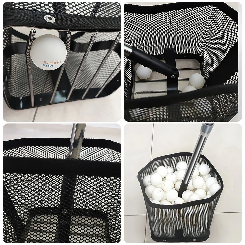 ARIX Ball Collector Adjustable Height Stainless Steel Frame 180-Degree Angle Design - Large Capacity and Durable Net - Black