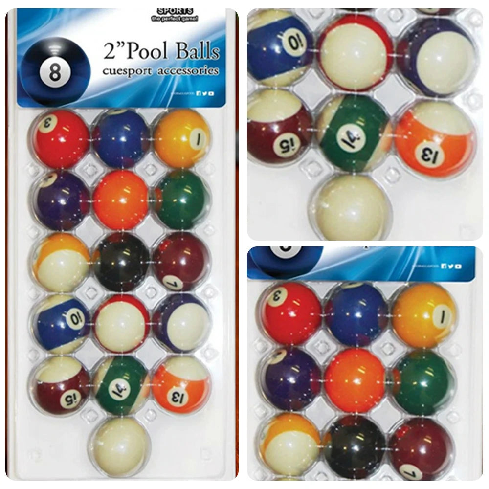 ARIX Standard 2" Pool Balls Set, High-Quality Resin Billiard Balls in Blister Pack - 15 Numbered Balls + Cue Ball