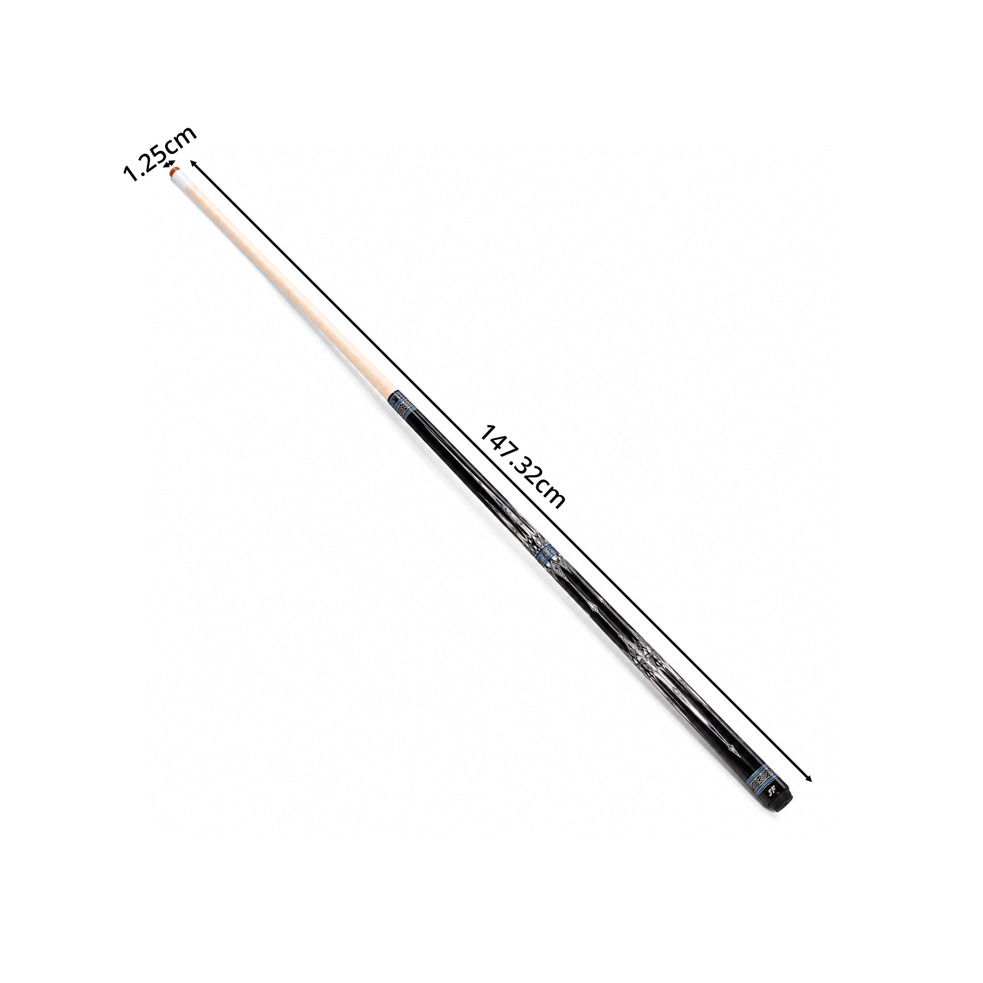 ARIX Carbon Fiber Cue Stick 12.5MM Tip 145CM 1/2 Split Precision Control Professional Billiard Pool Cue Durable Performance - Black
