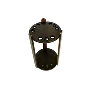 ARIX Round 9-Hole Cue Rack with Two-Tier Floor Stand for Billiard Room - Black Walnut