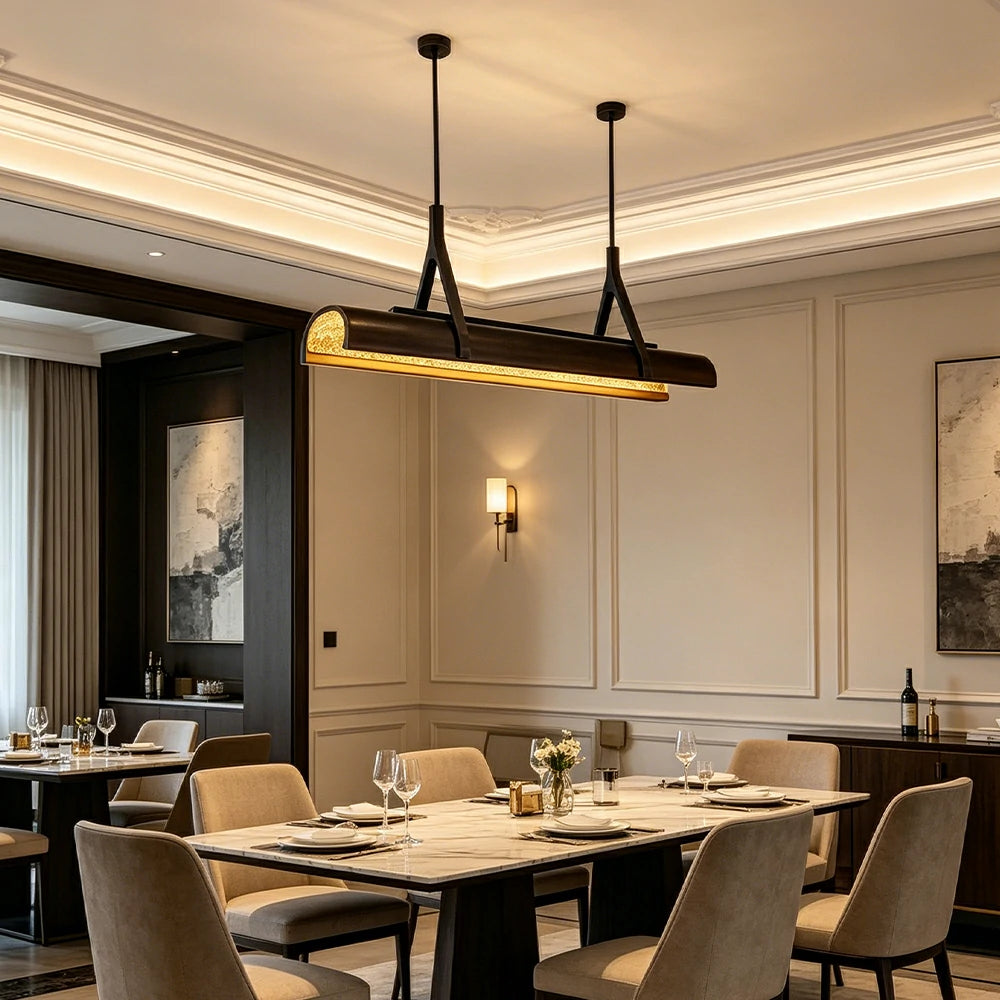 ARIX Modern Linear LED Pendant Light for Dining Room Billiard Table Bar Counter - Black