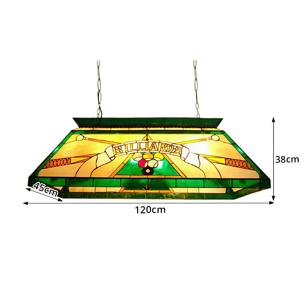 ARIX Tiffany Style Billiards Pendant Light Stained Glass Pool Table Hanging Lamp - Green