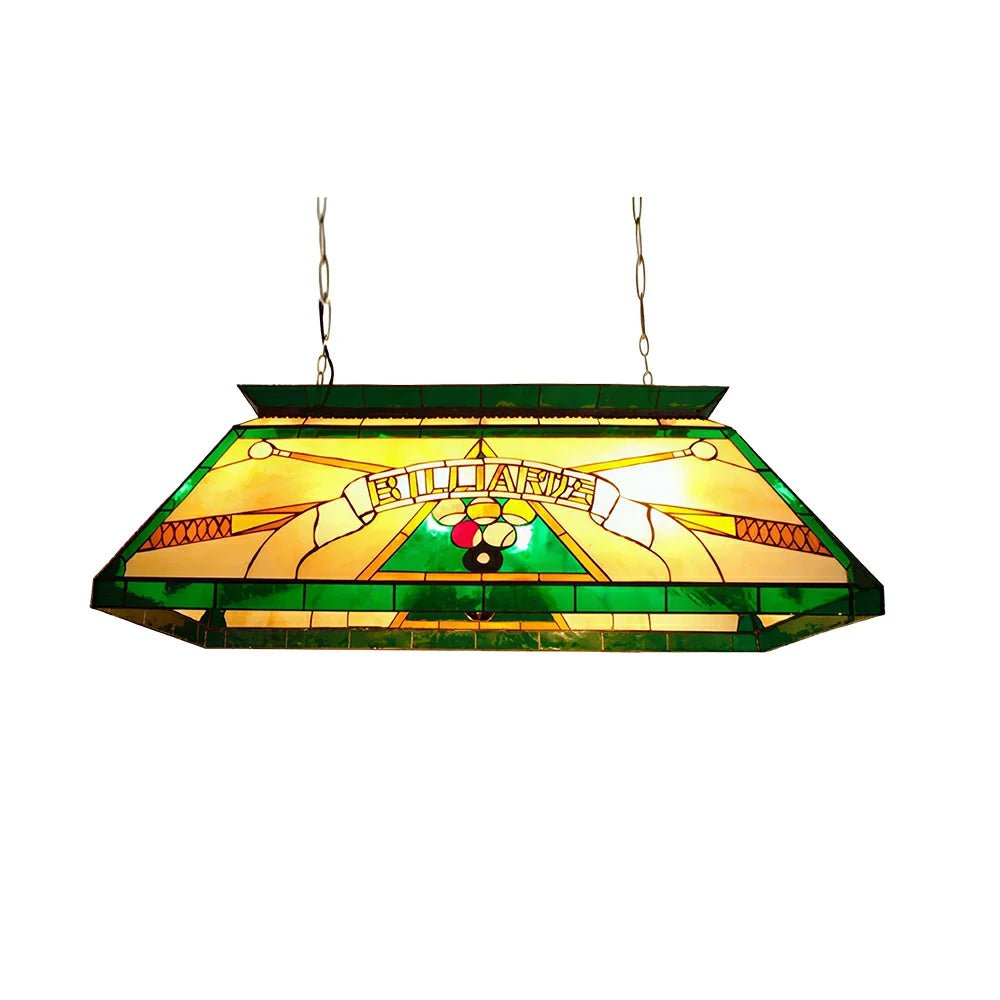 ARIX Tiffany Style Billiards Pendant Light Stained Glass Pool Table Hanging Lamp - Green