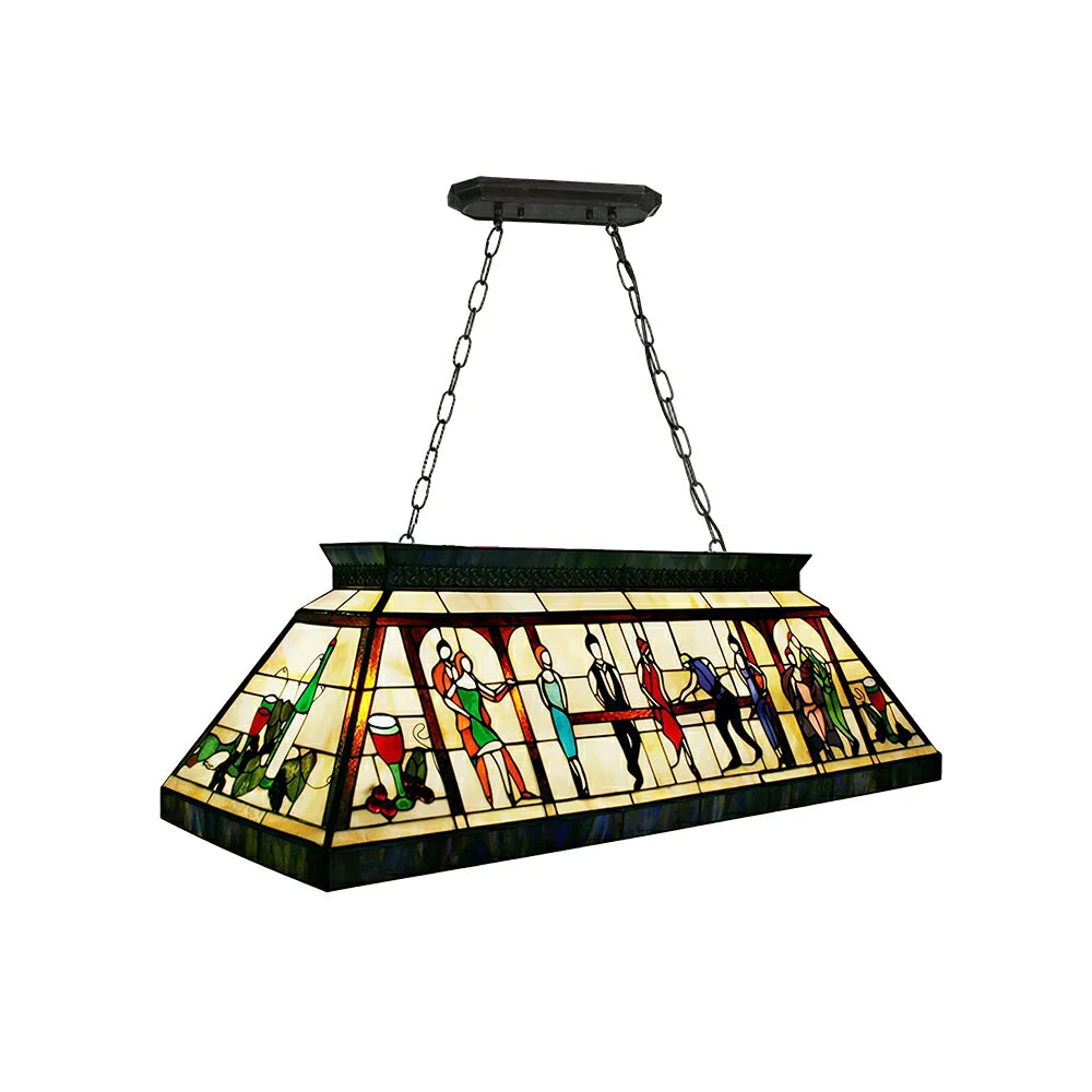 ARIX Tiffany Style Billiards Pendant Light Stained Glass Pool Table Hanging Lamp 140cm - Yellow