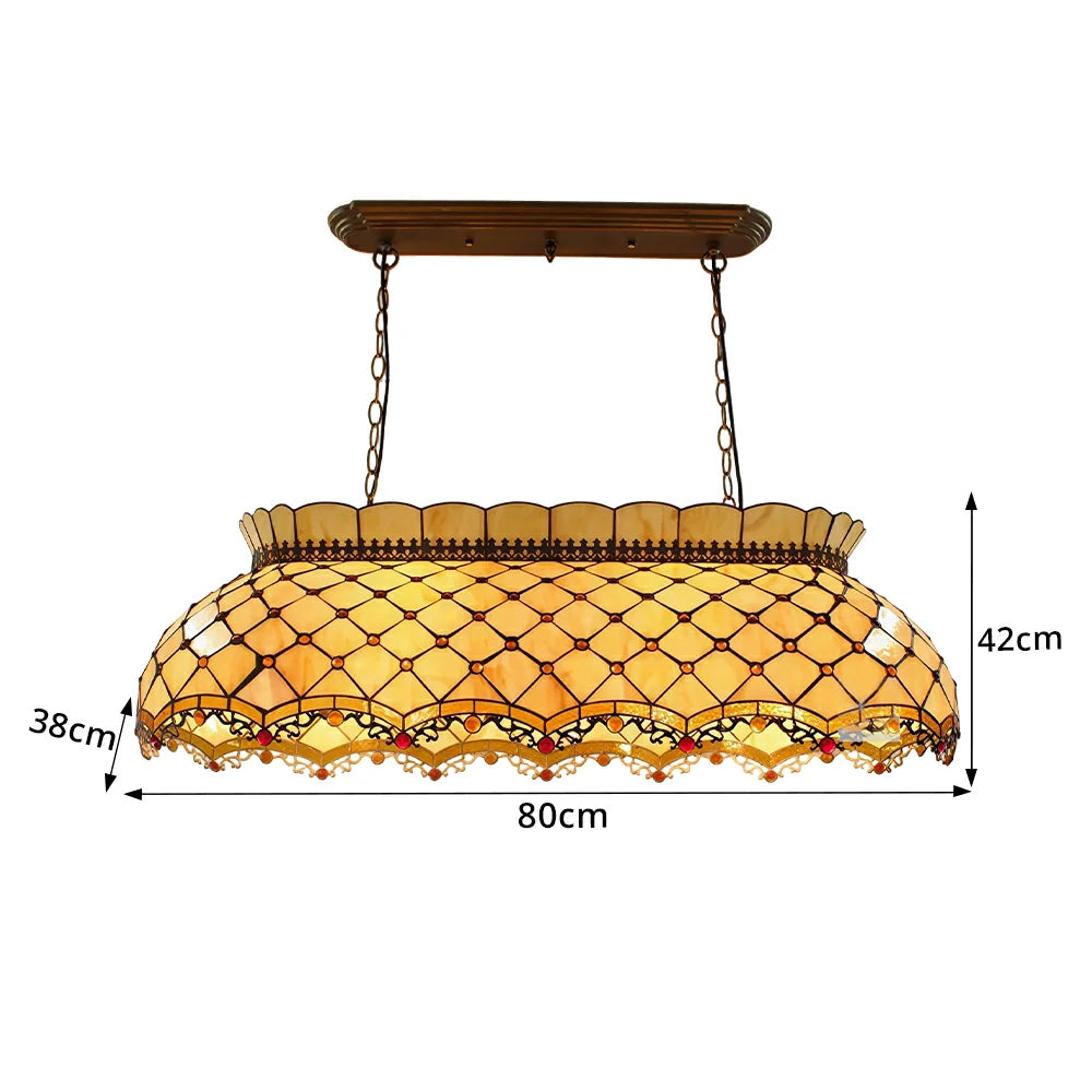 ARIX Tiffany Style Pendant Light Stained Glass Hanging Lamp for Dining Room Bar - Amber