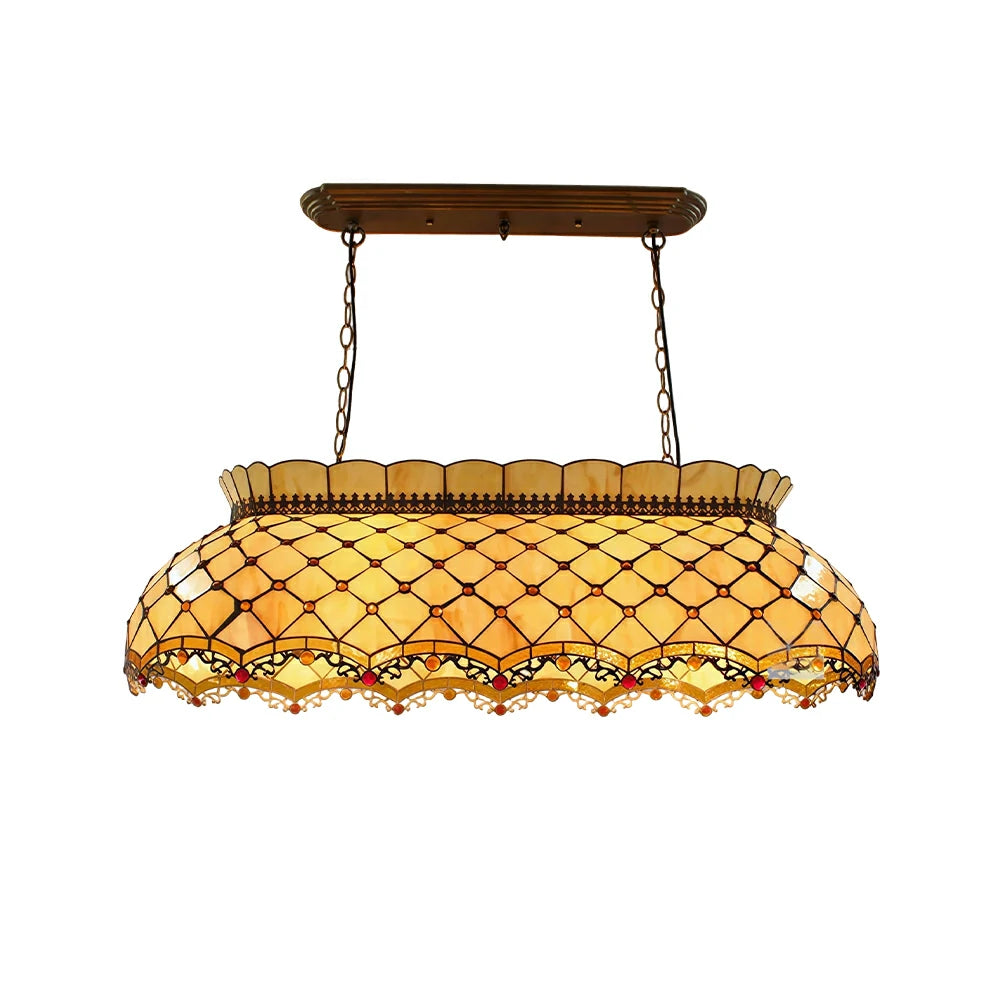 ARIX Tiffany Style Pendant Light Stained Glass Hanging Lamp for Dining Room Bar - Amber