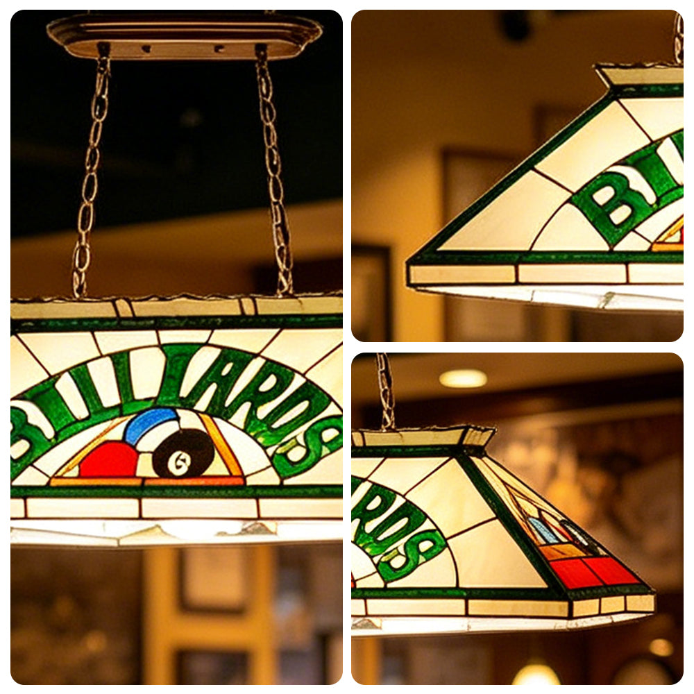 ARIX Tiffany Style Billiards Pendant Light Stained Glass Pool Table Hanging Lamp - White