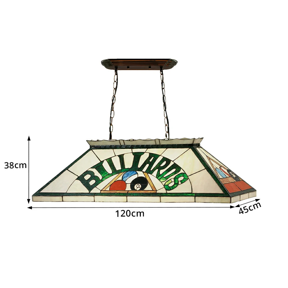 ARIX Tiffany Style Billiards Pendant Light Stained Glass Pool Table Hanging Lamp - White