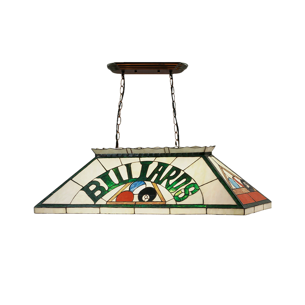 ARIX Tiffany Style Billiards Pendant Light Stained Glass Pool Table Hanging Lamp - White