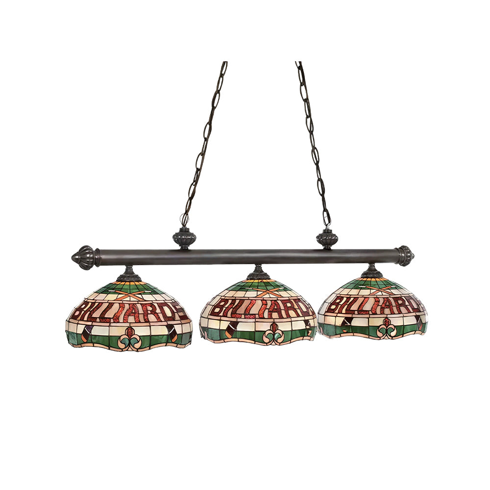 ARIX Tiffany Style 3 Light Billiards Pendant Light Stained Glass Pool Table Hanging Lamp - Red