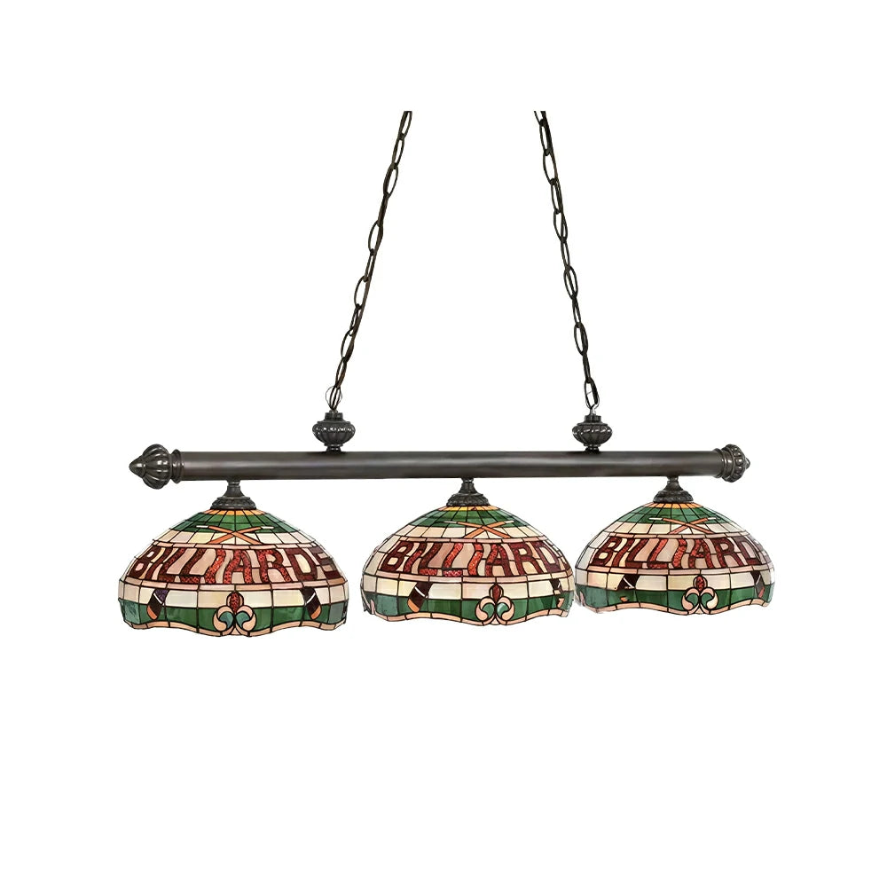ARIX Tiffany Style 3 Light Billiards Pendant Light Stained Glass Pool Table Hanging Lamp - Red
