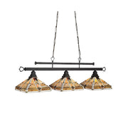 ARIX Tiffany Style 3 Light Pendant Light Stained Glass Hanging Lamp for Dining Room Bar - Amber