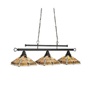 ARIX Tiffany Style 3 Light Pendant Light Stained Glass Hanging Lamp for Dining Room Bar - Amber