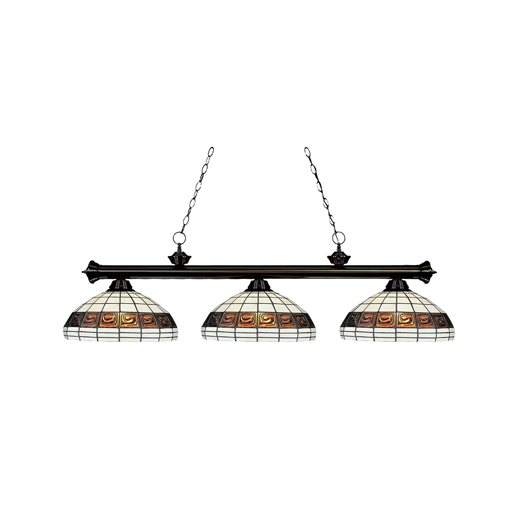 ARIX Tiffany Style 3 Light Billiards Pendant Light Stained Glass Pool Table Hanging Lamp - White