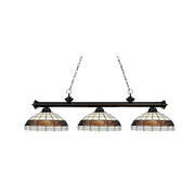 ARIX Tiffany Style 3 Light Billiards Pendant Light Stained Glass Pool Table Hanging Lamp - White