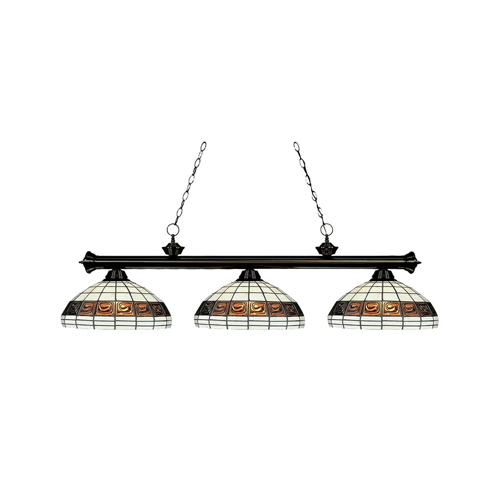 ARIX Tiffany Style 3 Light Billiards Pendant Light Stained Glass Pool Table Hanging Lamp - White