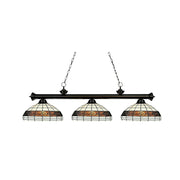 ARIX Tiffany Style 3 Light Billiards Pendant Light Stained Glass Pool Table Hanging Lamp - White