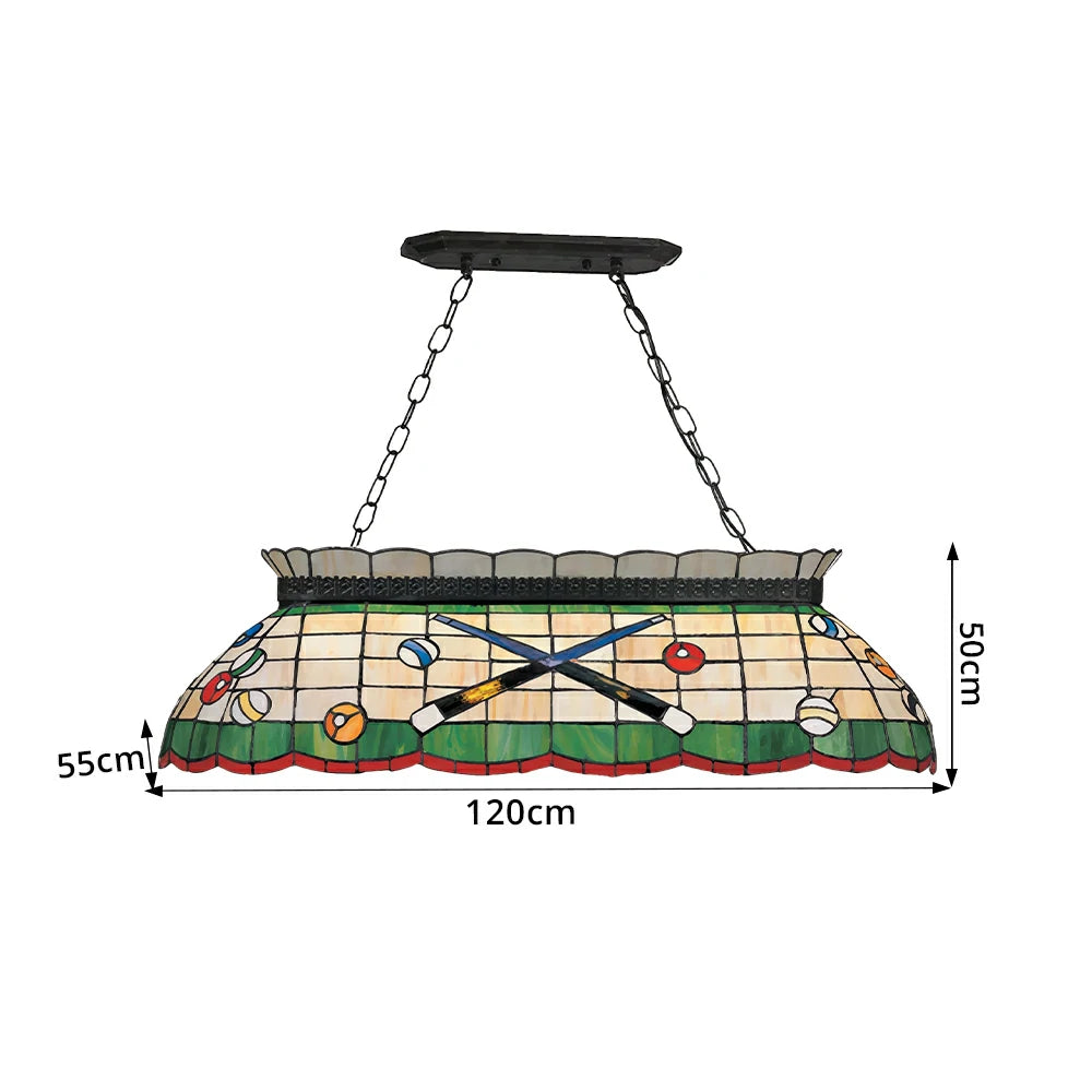ARIX Tiffany Style Billiards Pendant Light Stained Glass Pool Table Hanging Lamp - Green