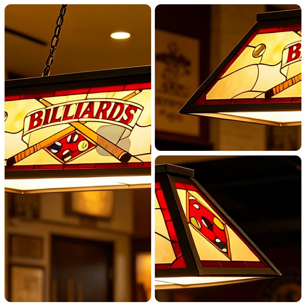 ARIX Tiffany Style Billiards Pendant Light Stained Glass Pool Table Hanging Lamp - Red