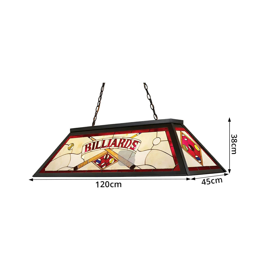 ARIX Tiffany Style Billiards Pendant Light Stained Glass Pool Table Hanging Lamp - Red