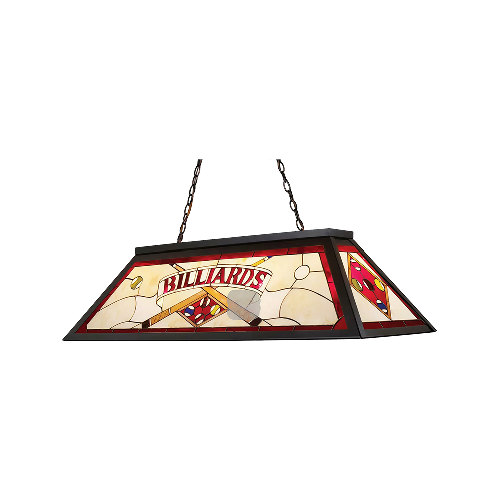 ARIX Tiffany Style Billiards Pendant Light Stained Glass Pool Table Hanging Lamp - Red