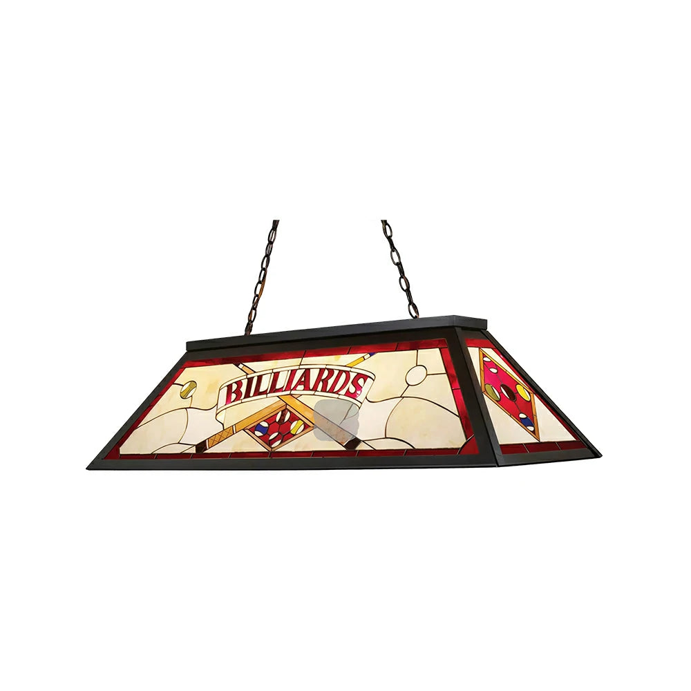 ARIX Tiffany Style Billiards Pendant Light Stained Glass Pool Table Hanging Lamp - Red