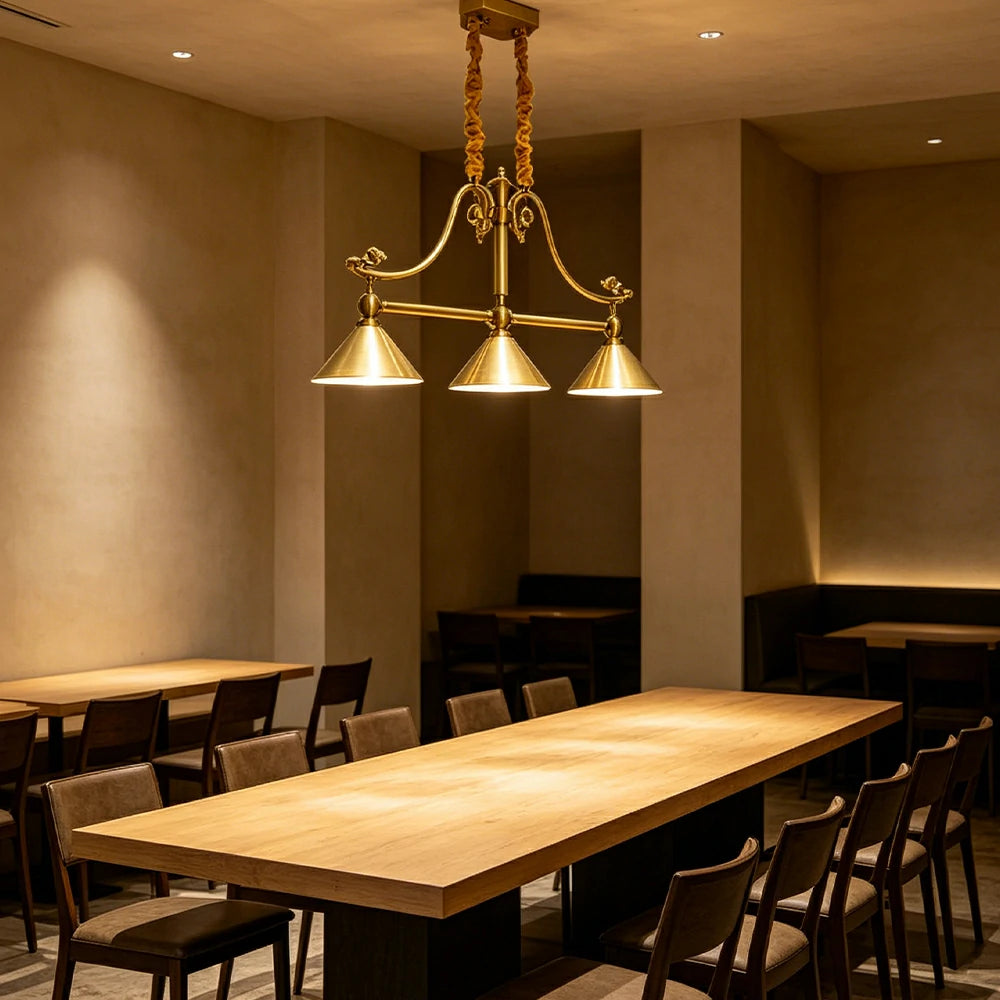 ARIX Vintage 3 Light Pendant Light Brass Hanging Lamp for Billiards Dining Room Bar - Gold