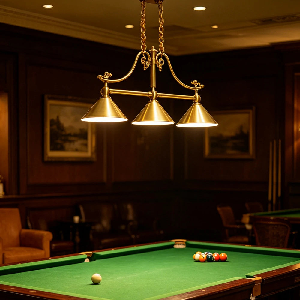 ARIX Vintage 3 Light Pendant Light Brass Hanging Lamp for Billiards Dining Room Bar - Gold
