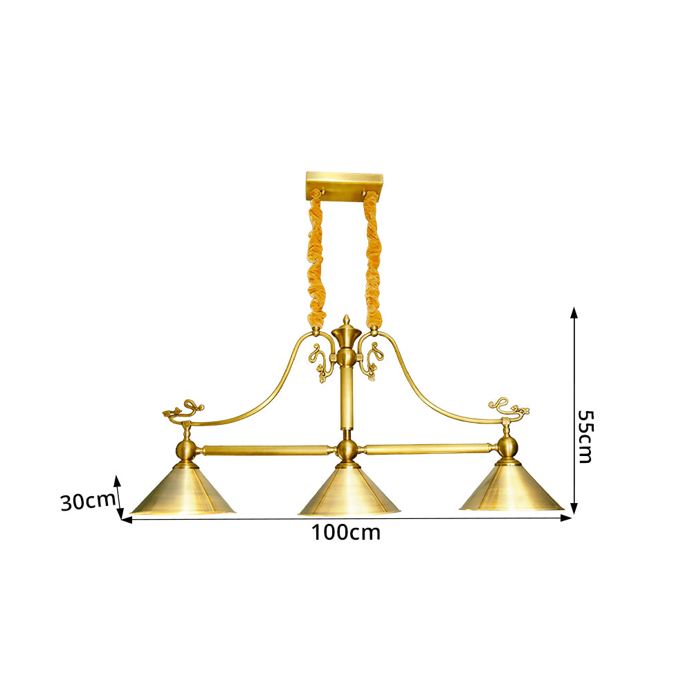 ARIX Vintage 3 Light Pendant Light Brass Hanging Lamp for Billiards Dining Room Bar - Gold